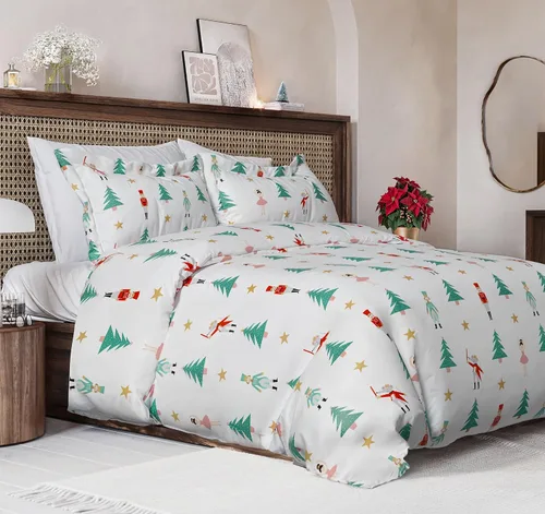 Vista 28 de Juego de funda de edredón de Navidad tamaño individual, funda de edredón extra suave con 1 funda de almohada, ropa de cama navideña con cierres