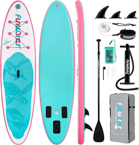 Vista 10 de FunWater Inflatable Stand Up Paddle Board with Premium SUP Paddleboard Accessories, Anti-Slip EVA Deck, 11'6''/11'/10'6'' Paddle Boards for Adults &