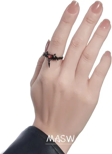 Vista 4 de Anillo gótico para mujer, anillo de personalidad, anillo de moda, anillo punk, anillo ajustable abierto