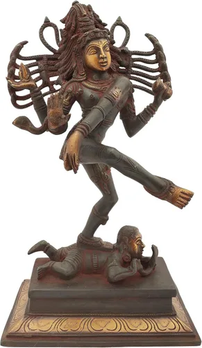 Vista 5 de Exotic India Dancing Shiva - Estatua de latón - Color increíble color antiguo Chola