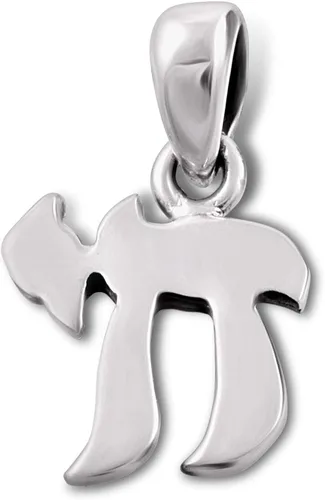 Vista 3 de AJDesign Collar Chai de plata de ley 925 con letra hebrea pequeña con cadena Metal