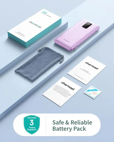Vista 9 de Charmast - Cargador portátil con batería de 10000 mAh Púrpura