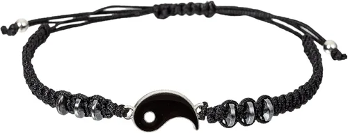 Vista 4 de Pulsera de cuerda hecho a mano para mujeres, hombres, niñas o niños, diseño simple y ajustable, negro o rojo, joyería minimalista con dije