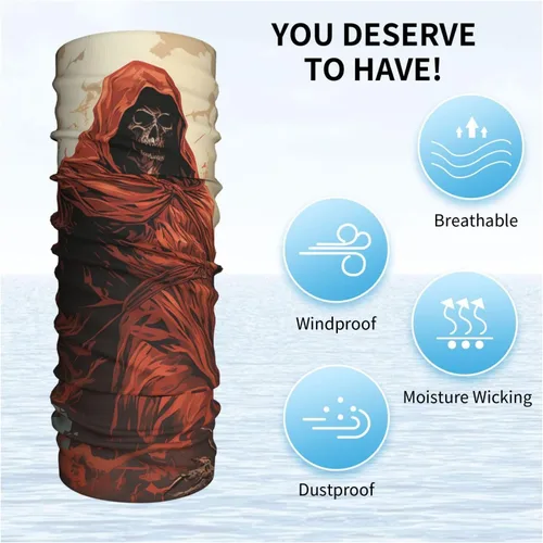 Vista 6 de horror skull angel grim reaper Death red Neck Gaiter Face Cover Balaclava Gaiter Mask for Men Women Bandana for Motorcycle Cycling Riding Skiing