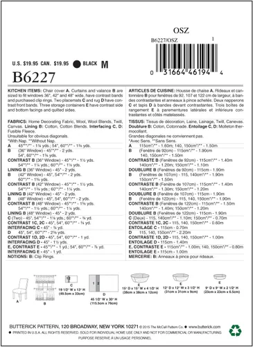 Vista 3 de BUTTERICK PATTERNS Artículos de cocina B6227OSZ, talla única