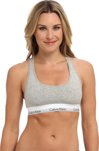 Vista 35 de Calvin Klein Bralette moderno de algodón elástico V-Day sin forro Gris Caliente