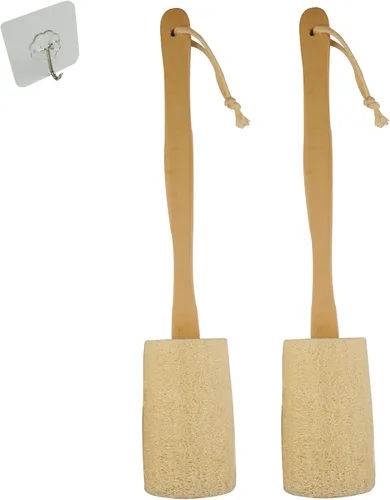 Vista 3 de Espalda Esponja de Ducha Cepillo de Baño en un Palo Cepillo Exfoliante Corporal Esponja Exfoliante Cuerpo Esponja Ecológica