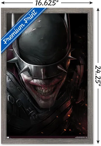 Vista 3 de Trends International DC Comics The Batman Who Laughs - Póster de pared de cara, 14.725 x 22.375 pulgadas, versión enmarcada de madera de granero
