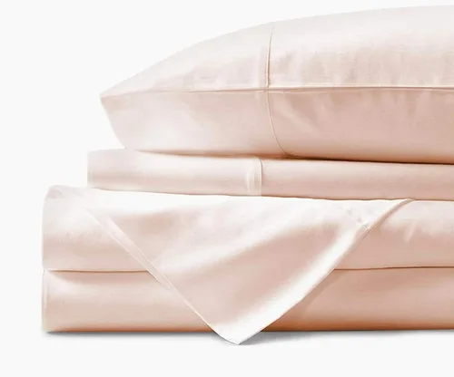 Vista 7 de Juego de cama de 5 piezas, 100% algodón egipcio de 600 hilos, fundas de almohada y sábana bajera con bolsillo extra profundo, ropa de cama suave