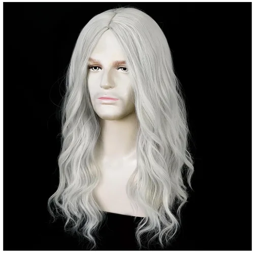 Vista 3 de Peluca gris para hombre, peluca larga para hombre, color gris