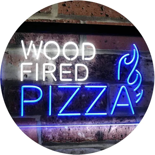 Vista 9 de ADVPRO Letrero de neón LED de doble color de pizza de madera, azul y rojo, 12 "x 8.5" st6s32-i2887-br