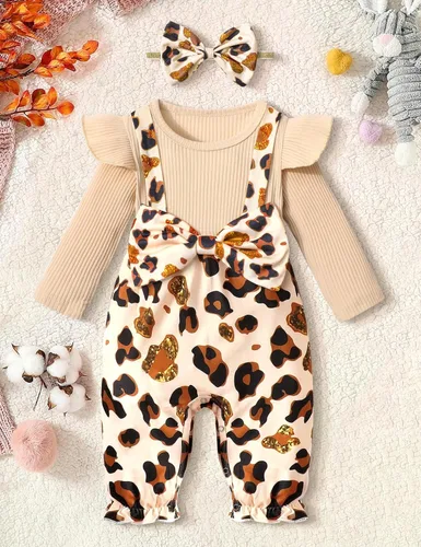 Vista 3 de Queenstyle Ropa de bebé niña de manga larga, overol lindo traje de bebé de 0 a 18 meses