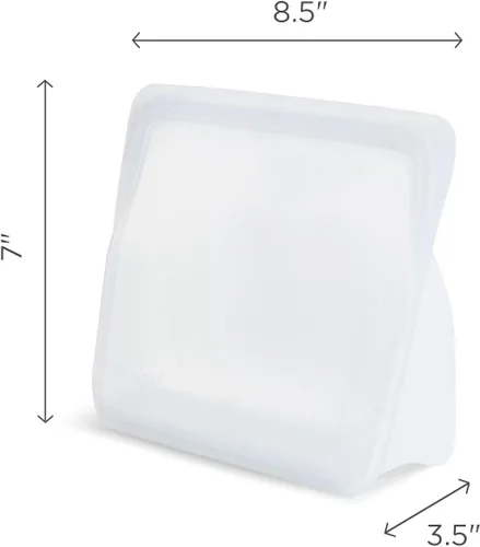 Vista 6 de Stasher Bolsa de almacenamiento reutilizable de silicona platino de grado alimenticio, color aguamarina (mediano con base) Reduce el plástico