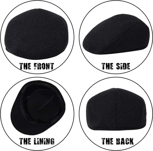 Vista 5 de DOCILA Ivy - Gorra para hombre, retráctil, invisible, con orejera, cálida, para exteriores, mezcla de lana, boina plana de Newsboy Gatsby
