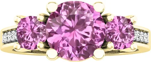 Vista 2 de Dazzlingrock Collection Anillo de compromiso de tres piedras preciosas creadas en laboratorio con diamante blanco natural para mujer, anillo
