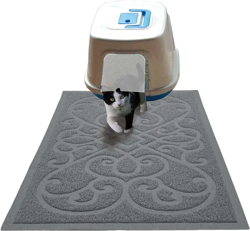 Vista 14 de PetLike - Alfombrilla que atrapa la arena cuando los gatos salen de la caja de arena, alfombrilla que pueden usar los gatos para comer, es suave