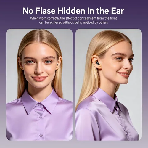 Vista 5 de Xmenha Auriculares invisibles inalámbricos con Bluetooth, para dormir de lado, pequeños y pequeños, pequeños y pequeños, de perfil bajo, discretos