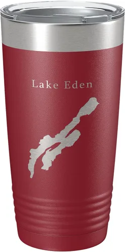 Vista 6 de Lake Eden Map Tumbler Travel Mug Insulated Laser Engraved Coffee Cup Vermont 20 oz Black