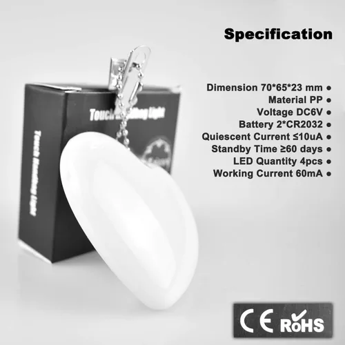 Vista 2 de Boigoo Bolso de mano con luz de hombro, luz nocturna, sensor táctil automático, Blanco