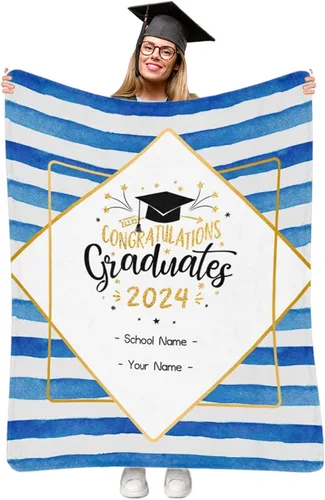 Vista 9 de Manta personalizada de graduación 2025, manta personalizada para regalo de graduación con nombre de la universidad, manta de felicitación