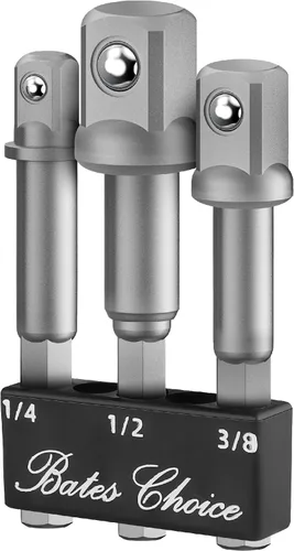 Vista 8 de Juego de adaptadores de enchufe de impacto Bates, 3 piezas, 1/4", 3/8" y 1/2", con soporte