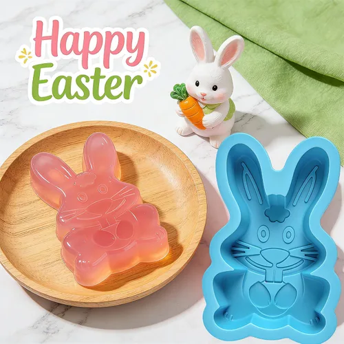 Vista 4 de Moldes de conejo de Pascua, paquete de 2 moldes de silicona para pasteles de conejo, moldes de silicona lindos para pastel, molde de gomitas