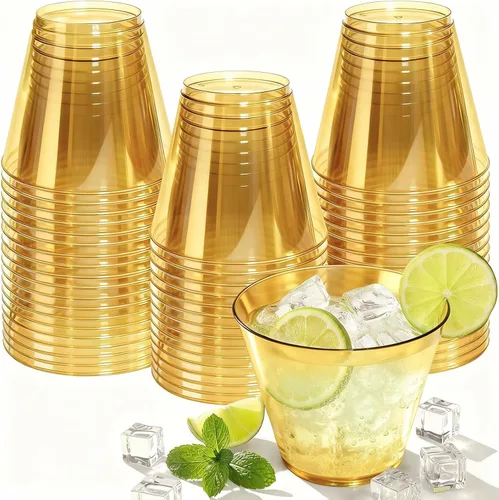 Vista 15 de Glowserve Paquete de 50 vasos de plástico transparente de 9 onzas, vasos de plástico azul transparente para cóctel, vasos desechables para fiestas
