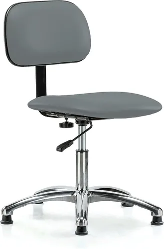 Vista 48 de Perch - Silla de laboratorio cromada con respaldo ajustable, altura del escritorio de 17 a 22 pulgadas, tela negra