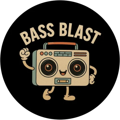 Vista 3 de Bass Blast. Retro Boombox Style, Vintage. PopSockets Adhesive PopGrip