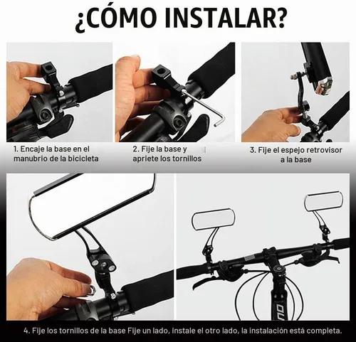 Vista 5 de Espejo retrovisor para manillar, 2 unidades, espejos de bicicleta para manillar, espejos de bicicleta para manillar para bicicleta eléctrica 1.Negro
