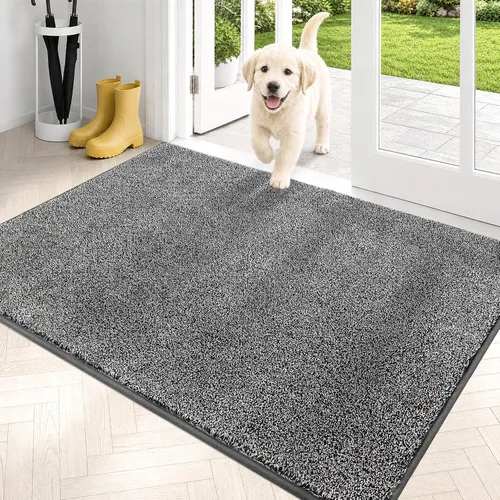 Vista 54 de PURRUGS Tapete para puerta con atrapamiento de suciedad, 20 x 31.5 pulgadas, antideslizante, lavable a máquina, tapete para puerta de perro, tapete