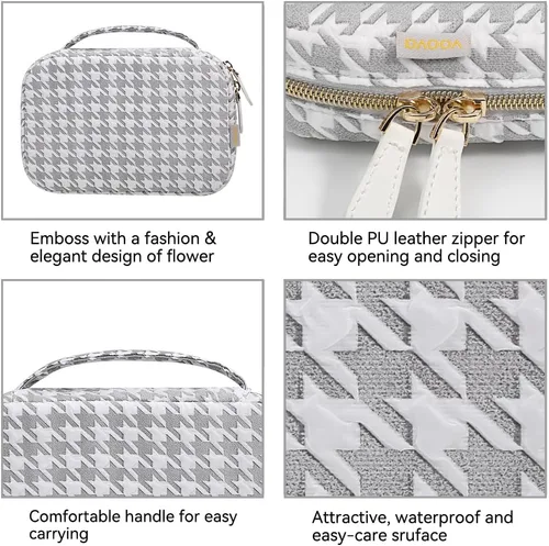 Vista 4 de Voova Estuche organizador de joyas de viaje, gran bolsa de almacenamiento de joyas para mujeres y niñas, bolsa portátil para collares, anillos