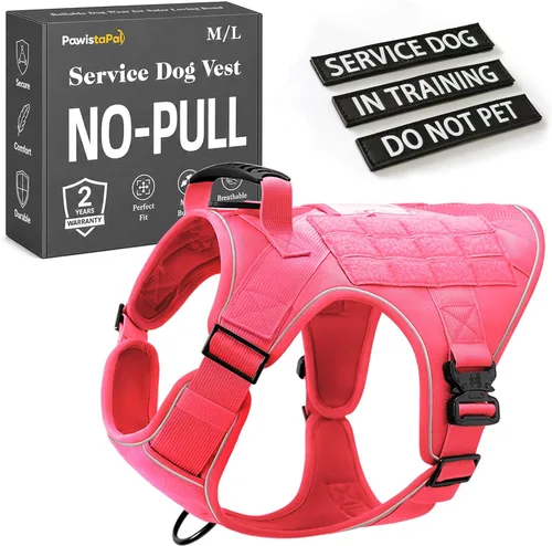 Vista 14 de Chaleco de perro de servicio para perros medianos, arnés de perro de servicio en entrenamiento con parches, chaleco ajustable para perros con Arnés