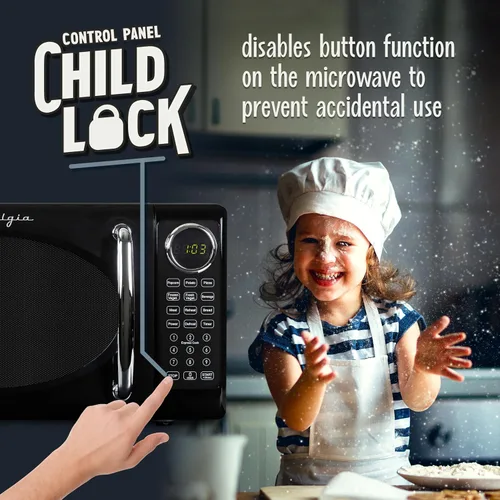 Vista 16 de Nostalgia Horno microondas retro compacto para encimera, 0.7 pies cúbicos, 700 vatios con pantalla digital LED, bloqueo para niños, interior fácil