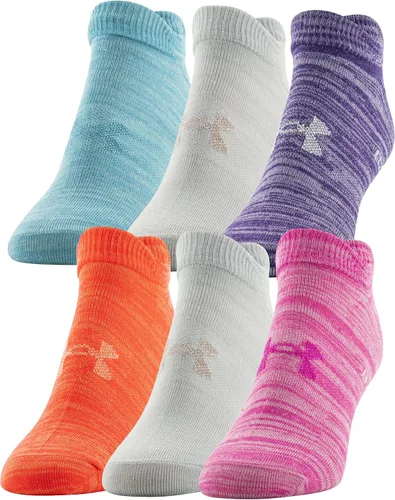 Vista 14 de Under Armour womens Essential 2.0 Lightweight No Show Socks, 6-pairs (002) Negro / Blanco