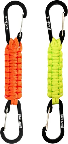 Vista 27 de BRAVESHINE Mosquetón de llavero con clip de paracord, gancho de anillo en D para lanyard, colgador para cochecito, llavero para botella de agua