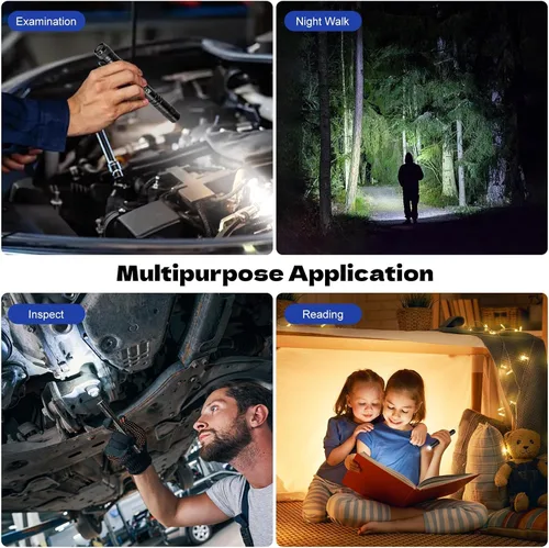 Vista 8 de Linterna recargable para bolígrafo, linterna de bolsillo USB-C de 300 lúmenes con clip 2Mode Mini Flashlight For Inspection, Work, Repair, Small
