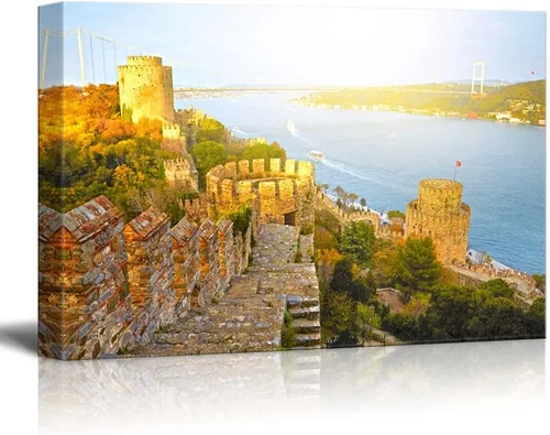Vista 7 de Impresiones en lienzo para pared, hermosos ciervos rojos/ciervos en un paisaje de bosque brumoso en otoño/otoño Decoración moderna de pared/arte