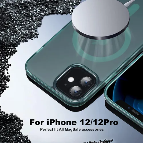 Vista 4 de Funda magnética fuerte para iPhone 12 y iPhone 12 Pro [compatible con MagSafe] [probada contra caídas de grado militar] a prueba de golpes, funda