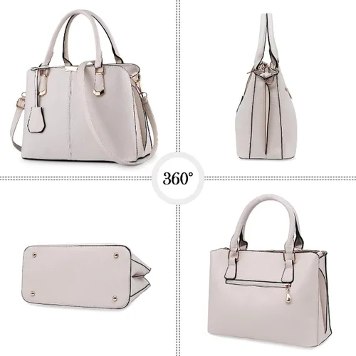 Vista 4 de Bolsos y bolsos de mano para mujer, de piel sintética, con asa superior, bolso de hombro