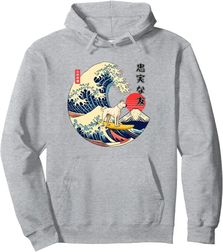 Vista 3 de Dogo Argentino - Sudadera con capucha japonesa Kanagawa Wave Surf Loyal Dog, Negro