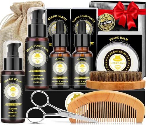 Vista 14 de XIKEZAN Kit de aseo y cuidado de barba para hombres con madera de cedro