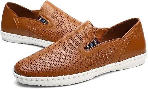 Vista 3 de mitvr Mocasines casuales de cuero para hombre, zapatos suaves para caminar