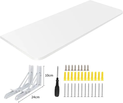 Vista 5 de Mesa de comedor plegable de pared - Mesa de cocina compacta de madera maciza (23.6 x 11.8 x 0.6 in) para soluciones de ahorro de espacio