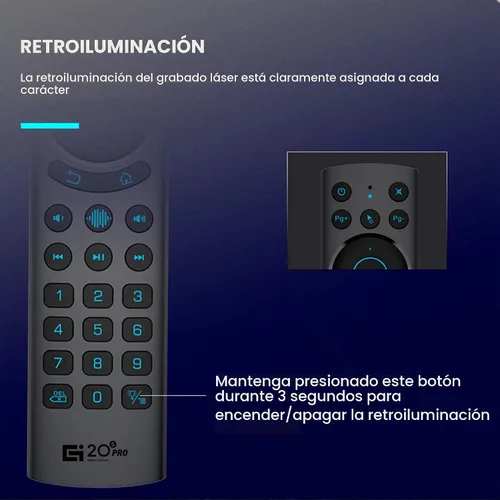Vista 4 de G20BTS Plus Wireless Bluetooth 5.0 Control remoto retroiluminado por voz Soporte 2.4G Giroscopio USB IR Learning Control remoto para Android TV Box