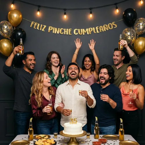 Vista 3 de Cartel de Feliz Pinche Cumpleaños con purpurina dorada preencordada, decoraciones divertidas de cumpleaños para hombres y mujeres, suministros