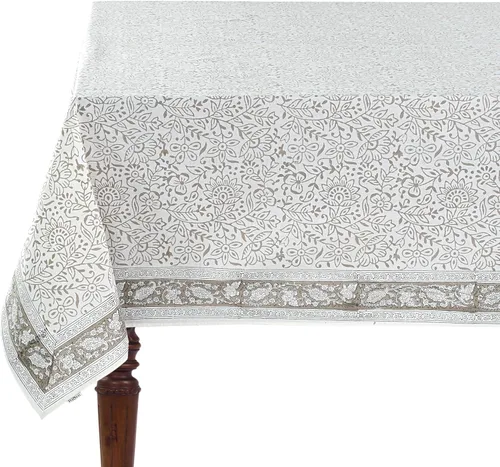 Vista 37 de Ridhi Mantel rectangular con estampado de bloque de mano verde espárragos Espárragos Verde Gadd