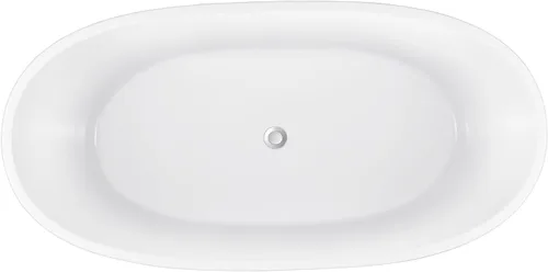 Vista 8 de Bañera independiente de acrílico Lucite de 59", forma columnar, tina de remojo contemporánea con desagüe central cromado con grifo de pie
