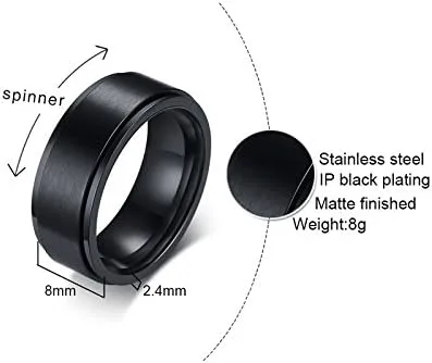 Vista 2 de Anillo de boda personalizado para hombre, anillos de promesa grabados, anillos de titanio negro de 0.157 in, 0.236 in, 0.315 in y 0.394 in
