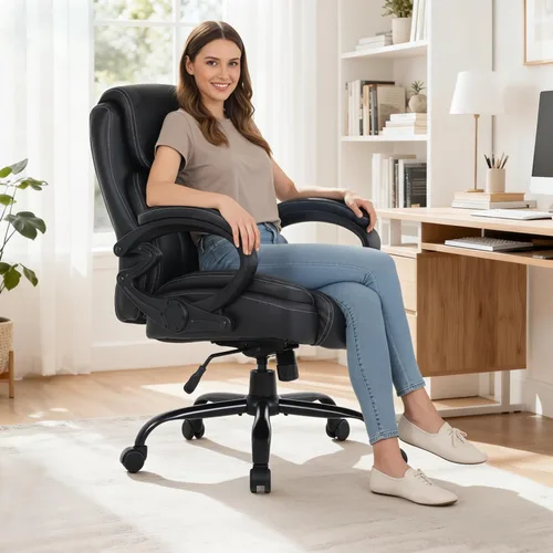 Vista 2 de BestOffice Silla de oficina grande y alta, resistente, asiento ancho de 400 libras, silla ergonómica de escritorio para computadora con brazos